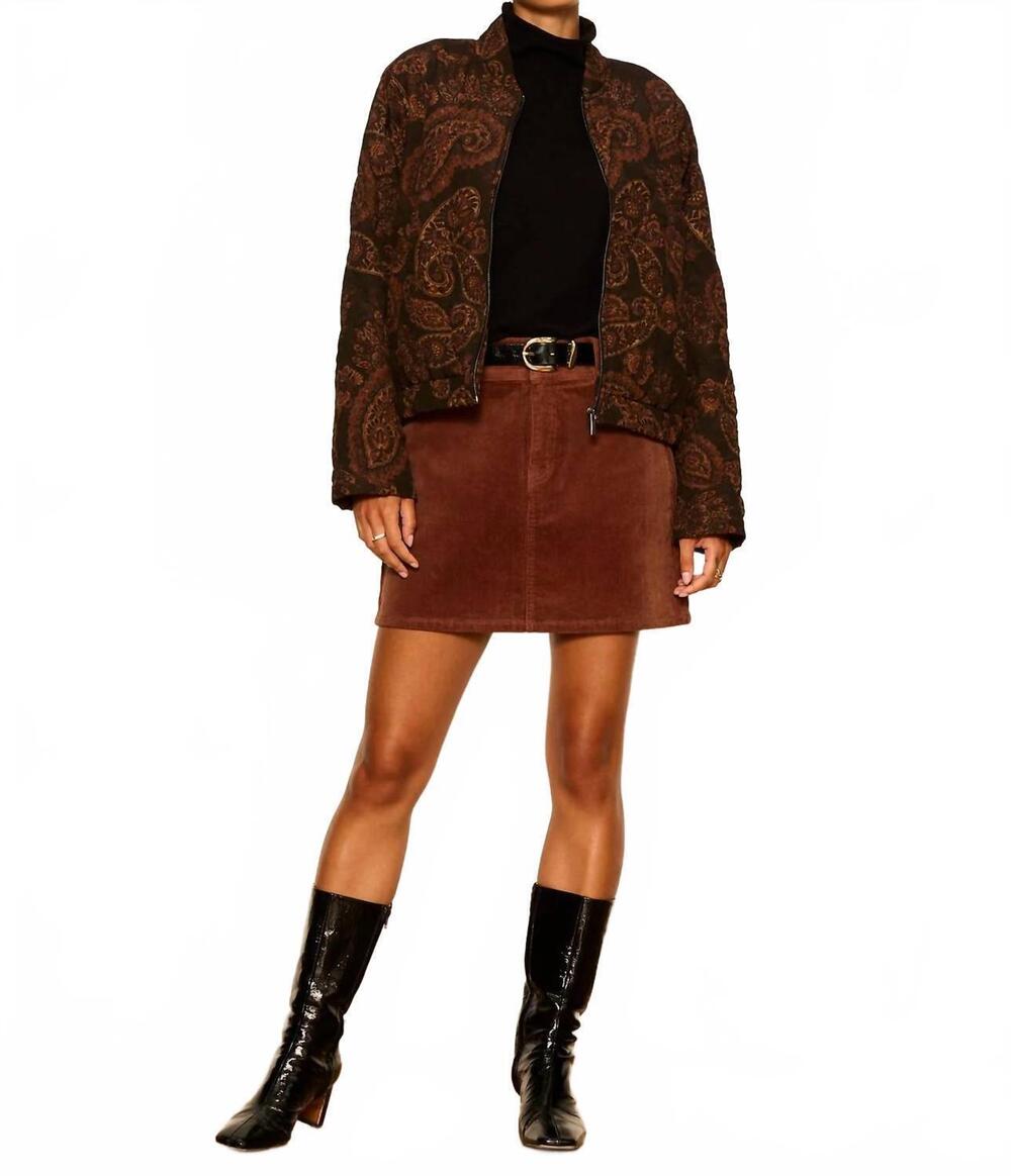 NEW SANCTUARY empress quilted bomber jacket in cocoa paisley